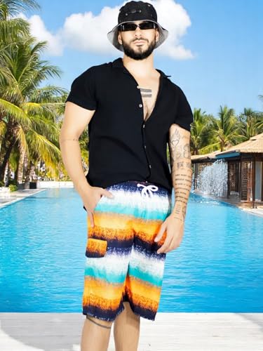 Short Playa y Alberca Hombre Estampado Traje Baño con Forro