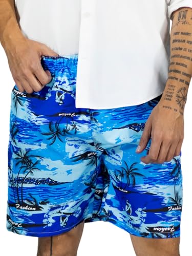 Traje de Baño Hombre Estampado Trajes de Baño de Playa de Secado Rápido con Forro de Mallas, Bañador Corto para Playa, Natación o Piscina