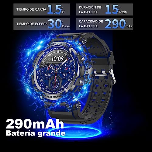 Smartwatch de Natación Impermeable IPX68, Reloj Inteligente de Llamada Bluetooth, Pantallas HD(360 * 360) con Monitor de Frecuencia Cardíaca/Oxígeno en Sangre/Presión Arterial, GPS