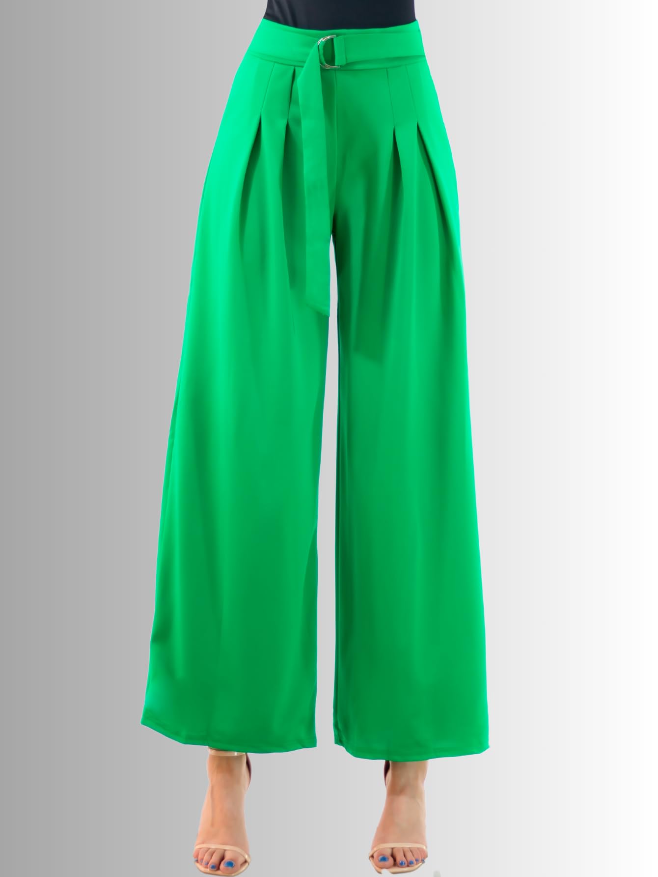 Generic Pantalones Wide Legs para Mujer (MX/US, Alfa, Talla única, Regular, Regular, Verde)