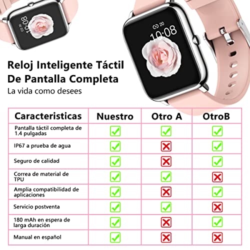 Smartwatch Reloj Inteligente Salandens  Mujer y Hombre Smartwatch Presion Arterial Monitor Pulser, Impermeable IP67,con Monitor De Frecuencia Cardíaca, Monitor De Calorías.