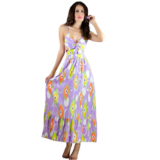Generic Vestidos Casuales Mujer Vestido Largo Dama Estampados Largo de Tela Ligera Ideal para Salidas Casuales o Semi Formales (MX/US, Alfa, Talla única, Regular, Regular, Lil)