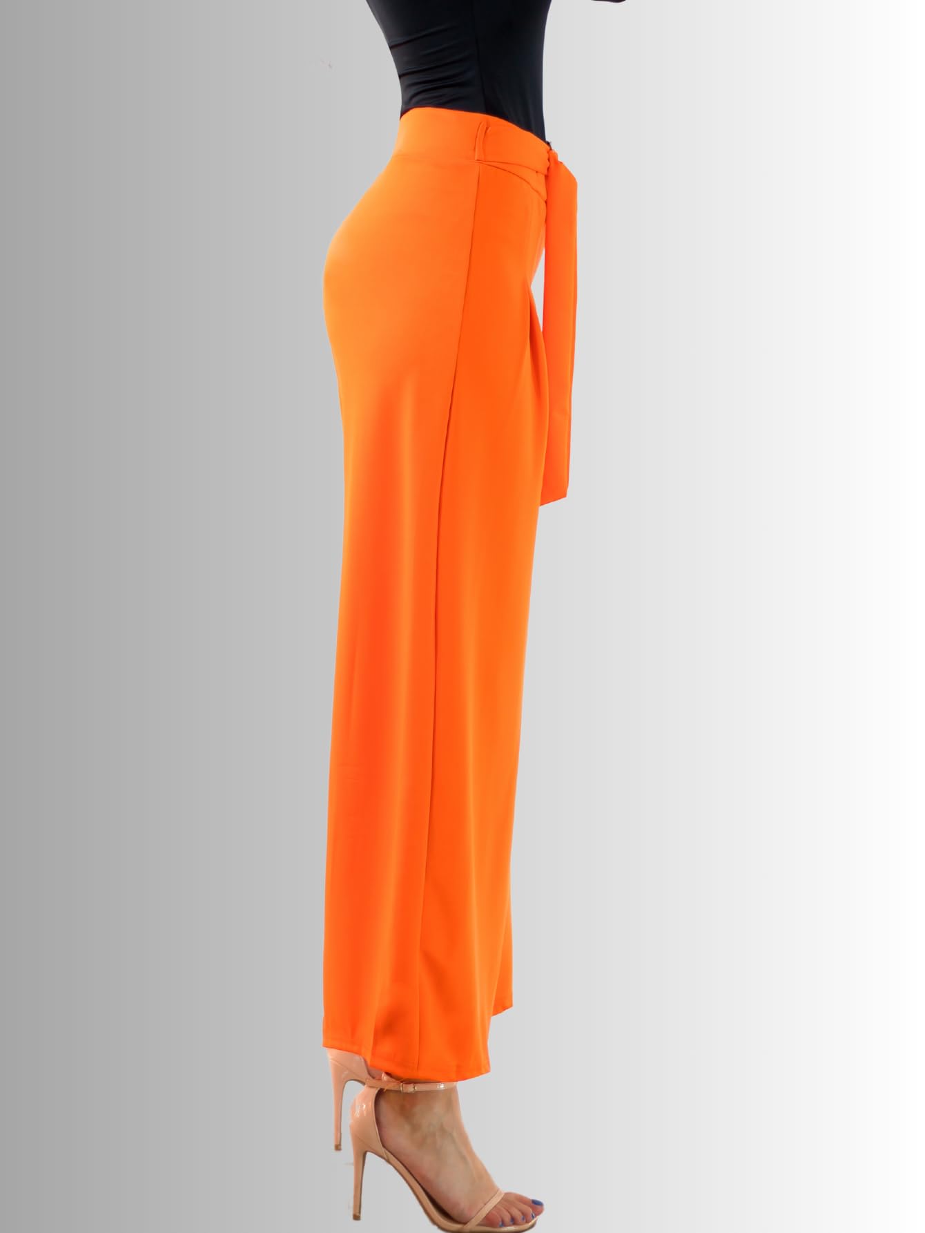 Generic Pantalones Wide Legs para Mujer (MX/US, Alfa, Talla única, Regular, Regular, Naranja)