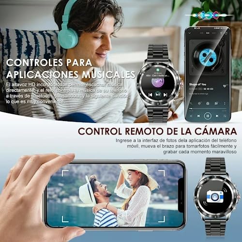 Reloj Inteligente, Smartwatch Militar táctico con Llamada Bluetooth, Pantalla Táctil Impermeable, Deportes, Monitor de frecuencia cardíaca, presión Arterial, sueño para iPhone Android