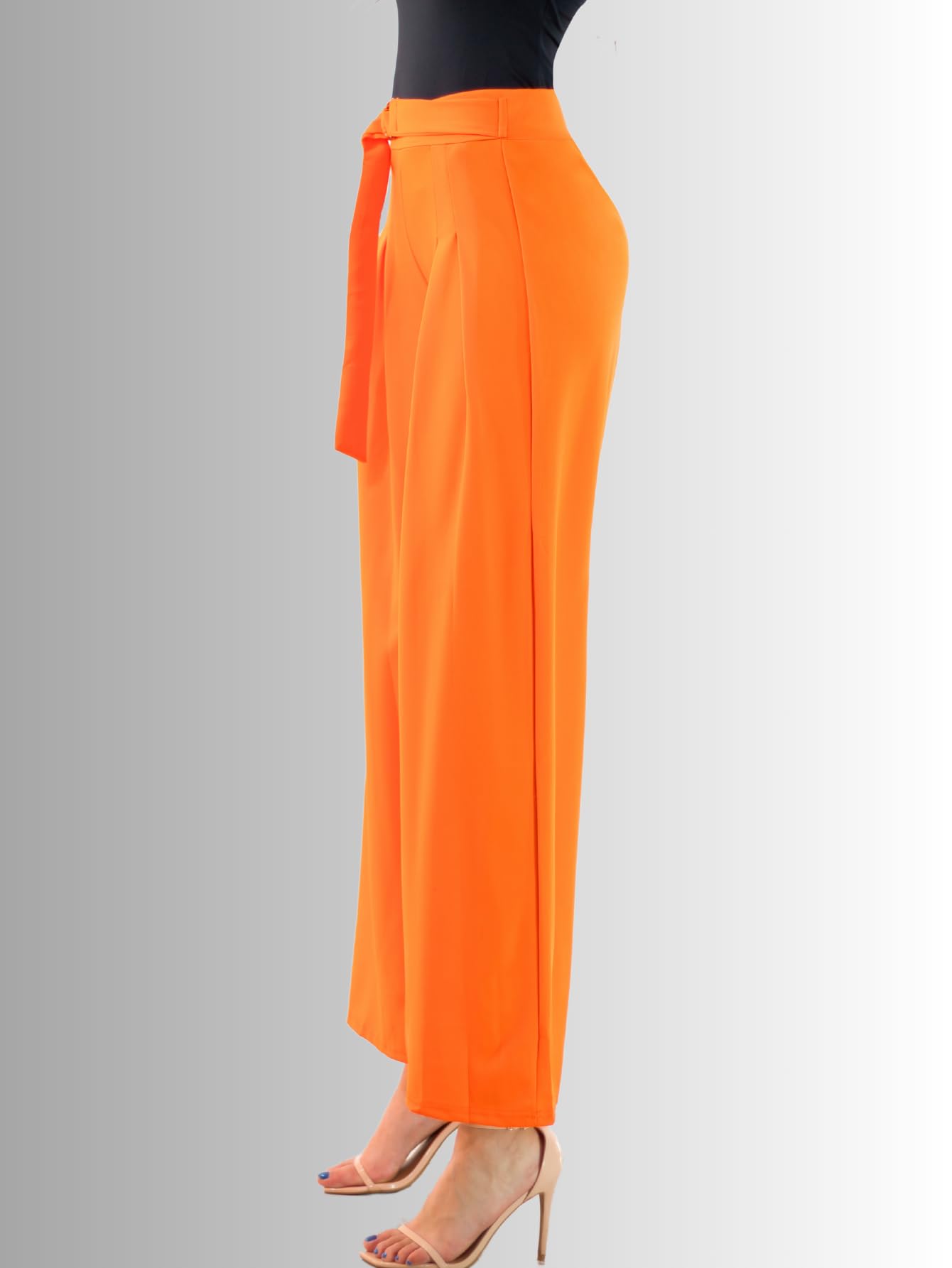 Generic Pantalones Wide Legs para Mujer (MX/US, Alfa, Talla única, Regular, Regular, Naranja)