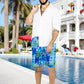 Traje de Baño Hombre Estampado Trajes de Baño de Playa de Secado Rápido con Forro de Mallas, Bañador Corto para Playa, Natación o Piscina