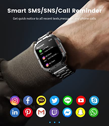 Reloj Inteligente Hombres,Reloj Inteligente Deportivo 1.96" con Llamadas Bluetooth Monitor Ritmo Cardíaco,Monitor Sueño y Contador Pasos,Impermeable IP67 Podómetro Smartwatch