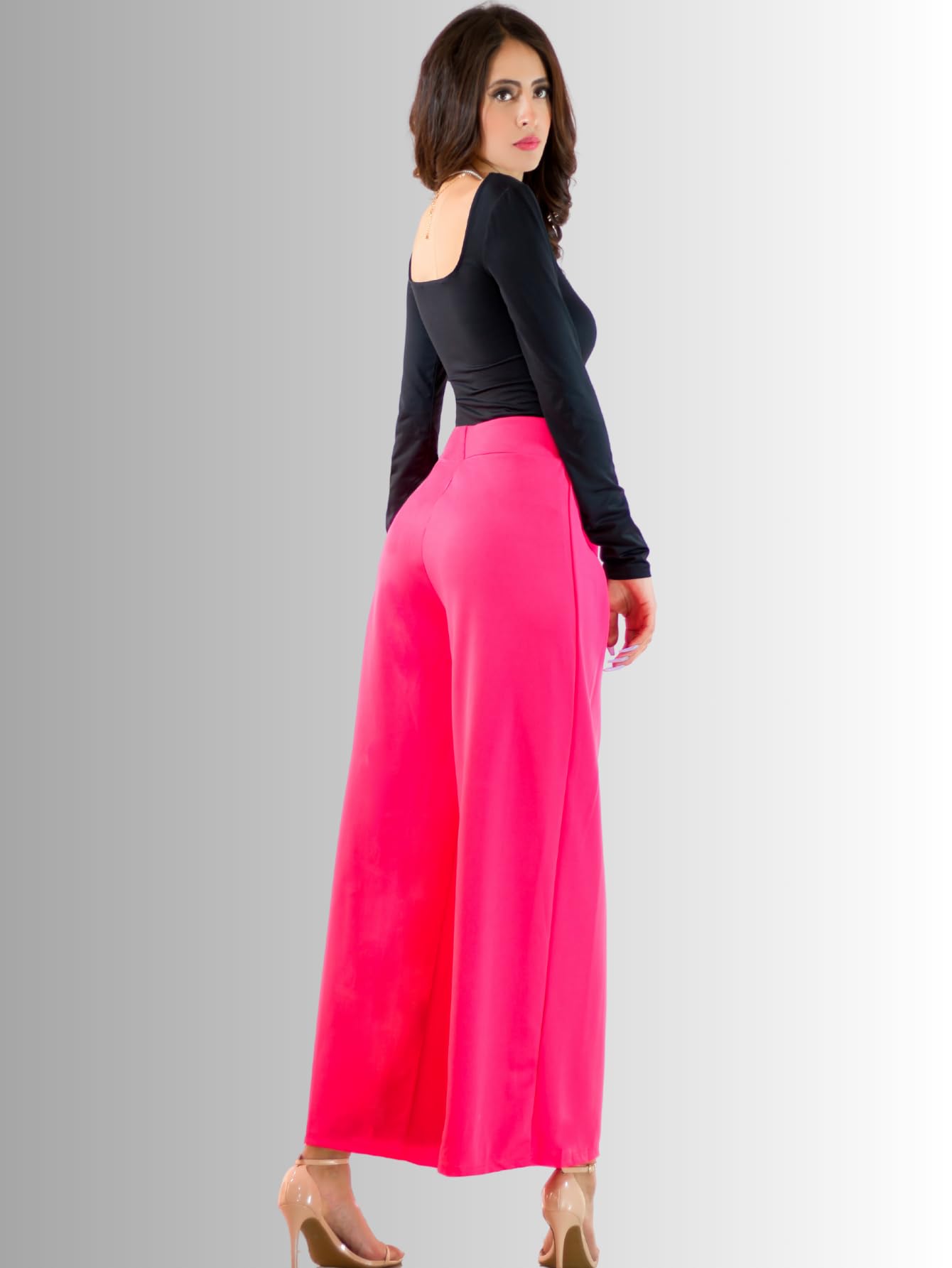 Generic Pantalones Wide Legs para Mujer (MX/US, Alfa, Talla única, Regular, Regular, Fucsia)