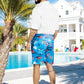 Traje de Baño Hombre Estampado Trajes de Baño de Playa de Secado Rápido con Forro de Mallas, Bañador Corto para Playa, Natación o Piscina