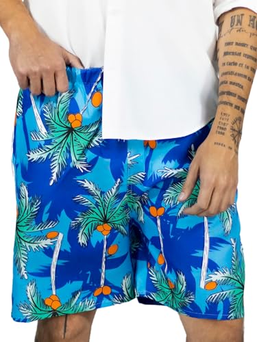 Traje de Baño Hombre Estampado Trajes de Baño de Playa de Secado Rápido con Forro de Mallas, Bañador Corto para Playa, Natación o Piscina