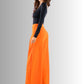 Generic Pantalones Wide Legs para Mujer (MX/US, Alfa, Talla única, Regular, Regular, Naranja)