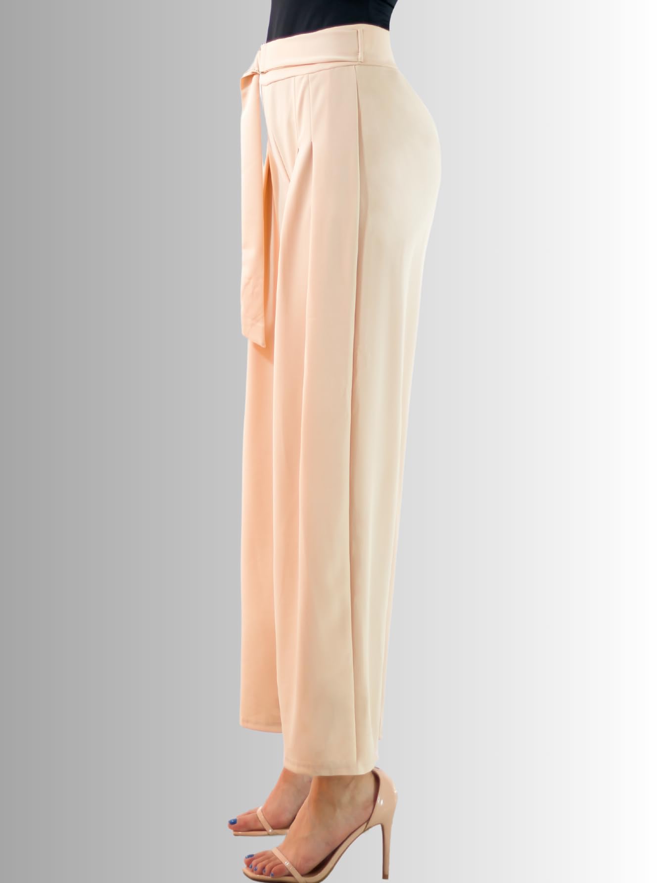 Generic Pantalones Wide Legs para Mujer (MX/US, Alfa, Talla única, Regular, Regular, Beige)