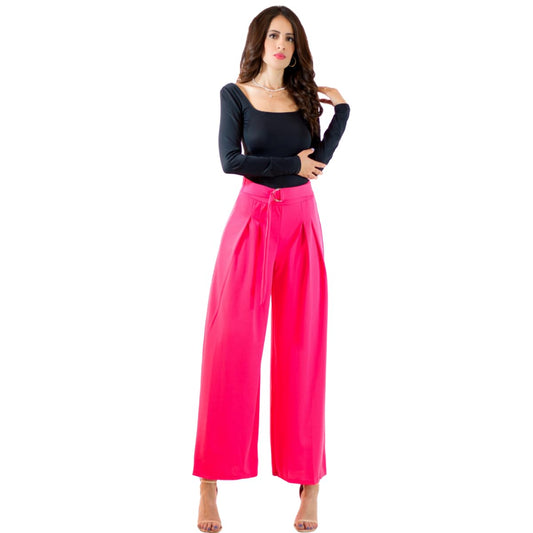 Generic Pantalones Wide Legs para Mujer (MX/US, Alfa, Talla única, Regular, Regular, Fucsia)