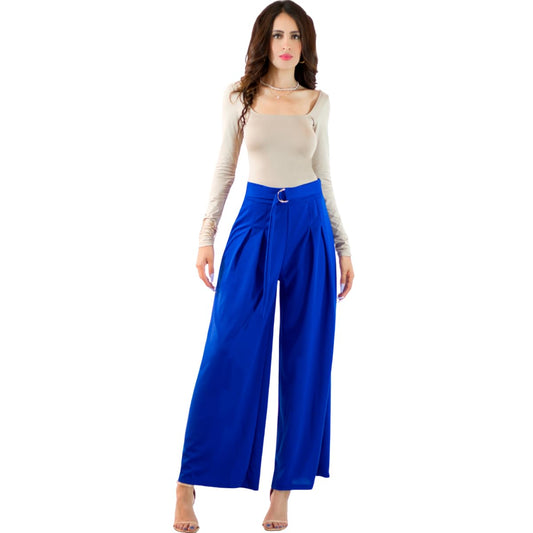 Generic Pantalones Wide Legs para Mujer (MX/US, Alfa, Talla única, Regular, Regular, Azul)