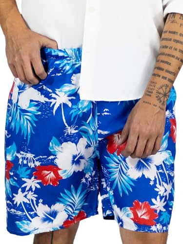 Traje de Baño Hombre Estampado Trajes de Baño de Playa de Secado Rápido con Forro de Mallas, Bañador Corto para Playa, Natación o Piscina