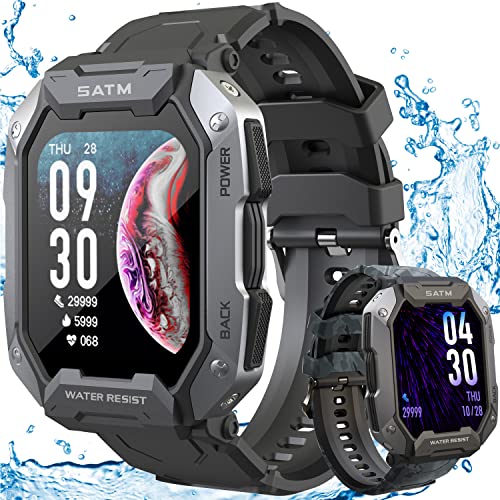Smartwatch Pulsera Inteligente,Reloj Inteligente de Fitness Resistente al Agua IP68 para iOS Android,Reloj Inteligente Deportivo Militar de 1.72"