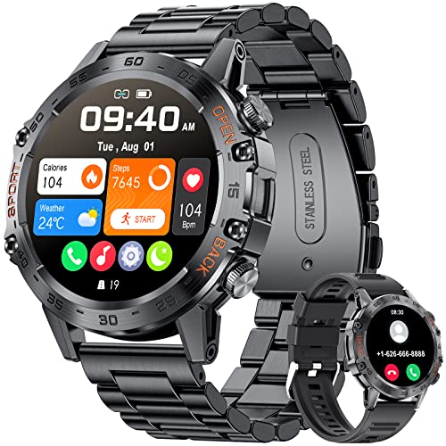 Smartwatch Hombre (Responder/Hacer Llamadas),Reloj Resistente con Pantalla Grande HD de 1.39", Smartwatch Compatible con iPhone y Android,Pulsómetro y Monitor de Sueño