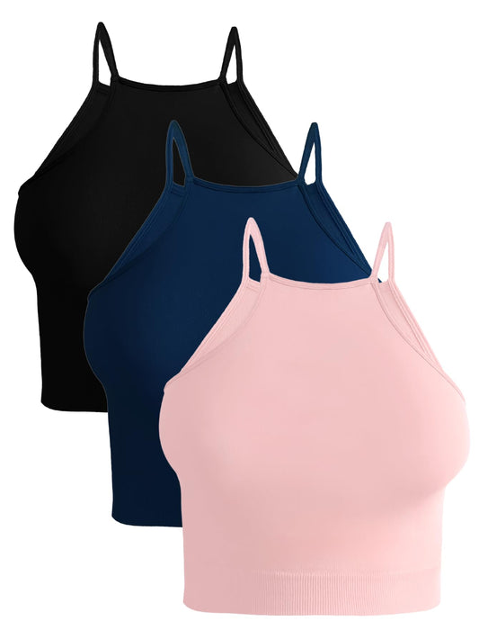 Pack de 3 Tops de Mujer Deportivo o Casual Blusas Croptop básicos Dama Tirantes Camiseta Corta Dama Stretch