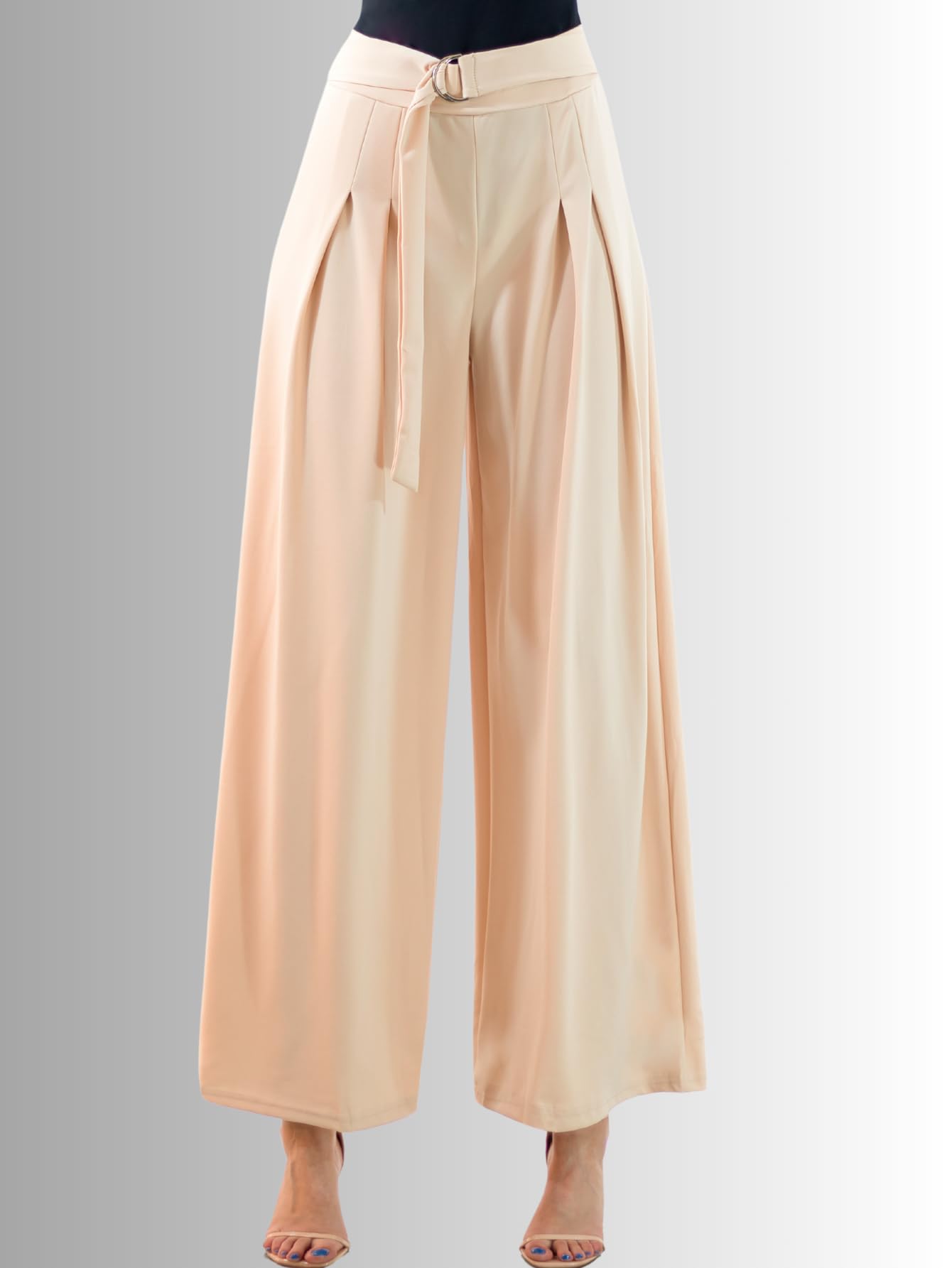 Generic Pantalones Wide Legs para Mujer (MX/US, Alfa, Talla única, Regular, Regular, Beige)