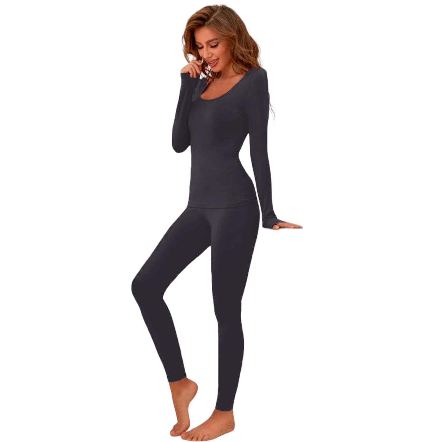 Conjunto Ropa Térmica para Dama Set De Malla Y Sudadera Interior Térmico Playera Manga Larga y Pantalon Ligeros y Cálidos Variedad Colores (Gris Oscuro)