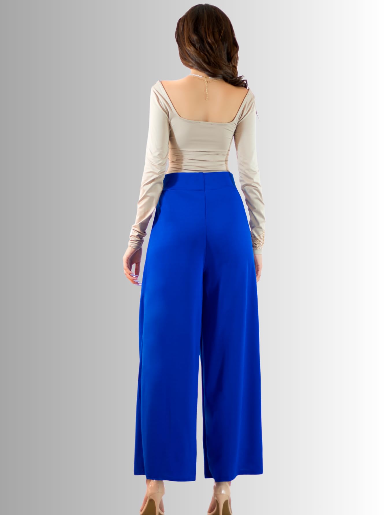 Generic Pantalones Wide Legs para Mujer (MX/US, Alfa, Talla única, Regular, Regular, Azul)