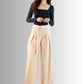 Generic Pantalones Wide Legs para Mujer (MX/US, Alfa, Talla única, Regular, Regular, Beige)