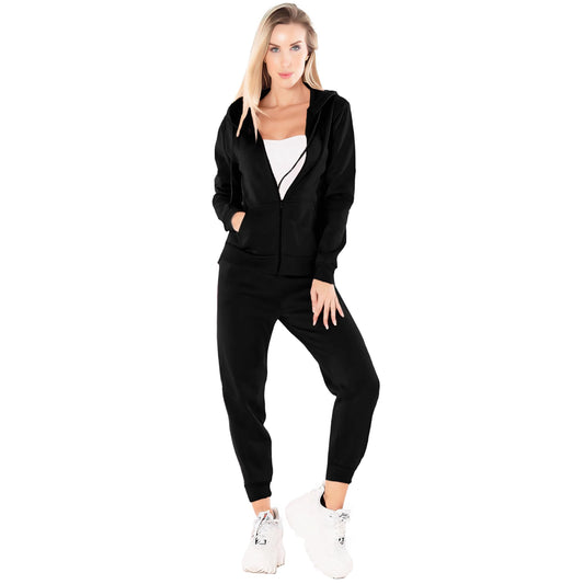 Set Pants y Sudadera Mujer Manga Larga Tallas Extras Oversize Traje Deportivo para Dama Traje De Jogging Chándal con Abrigo y Pantalón (MX/US, Alfa, Mediano, Regular, Regular, NEGRO D07)
