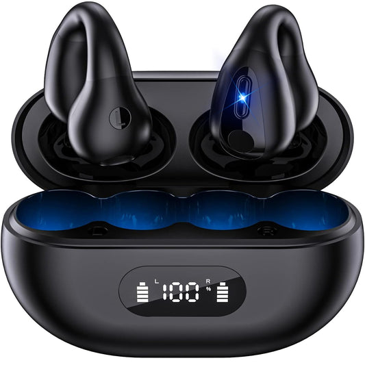 Auriculares de Conducción Ósea con Clip, Auriculares Ergonómicos Inalámbricos con Clip para la Oreja, Sonido HiFi, 48h de Potencia.