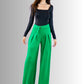 Generic Pantalones Wide Legs para Mujer (MX/US, Alfa, Talla única, Regular, Regular, Verde)