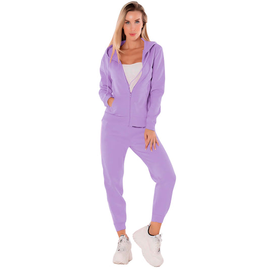 Set Pants y Sudadera Mujer Manga Larga Tallas Extras Oversize Traje Deportivo para Dama Traje De Jogging Chándal con Abrigo y Pantalón (MX/US, Alfa, Mediano, Regular, Regular, LILA D07)