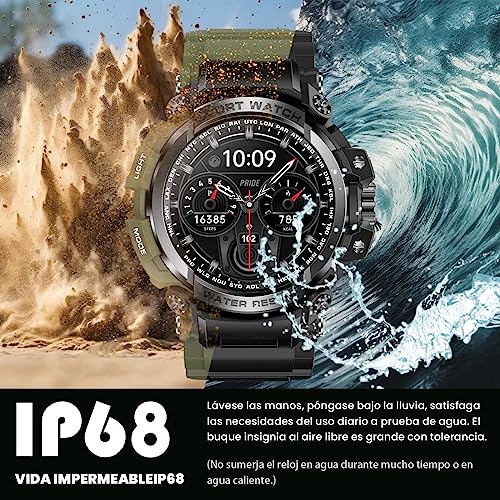 Smartwatch de Natación Impermeable IPX68, Reloj Inteligente de Llamada Bluetooth, Pantallas HD(360 * 360) con Monitor de Frecuencia Cardíaca/Oxígeno en Sangre/Presión Arterial, GPS