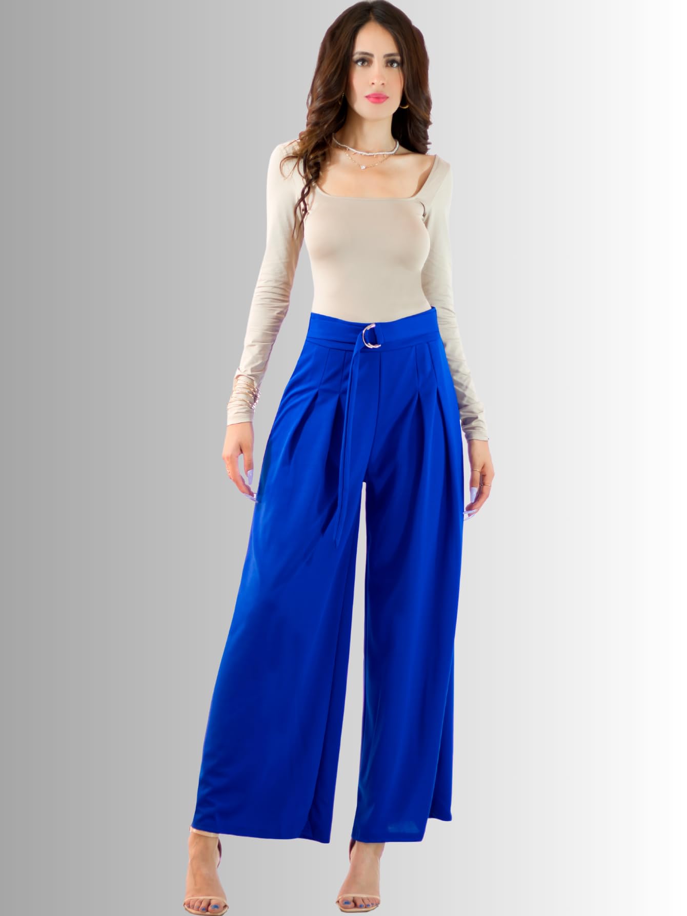 Generic Pantalones Wide Legs para Mujer (MX/US, Alfa, Talla única, Regular, Regular, Azul)