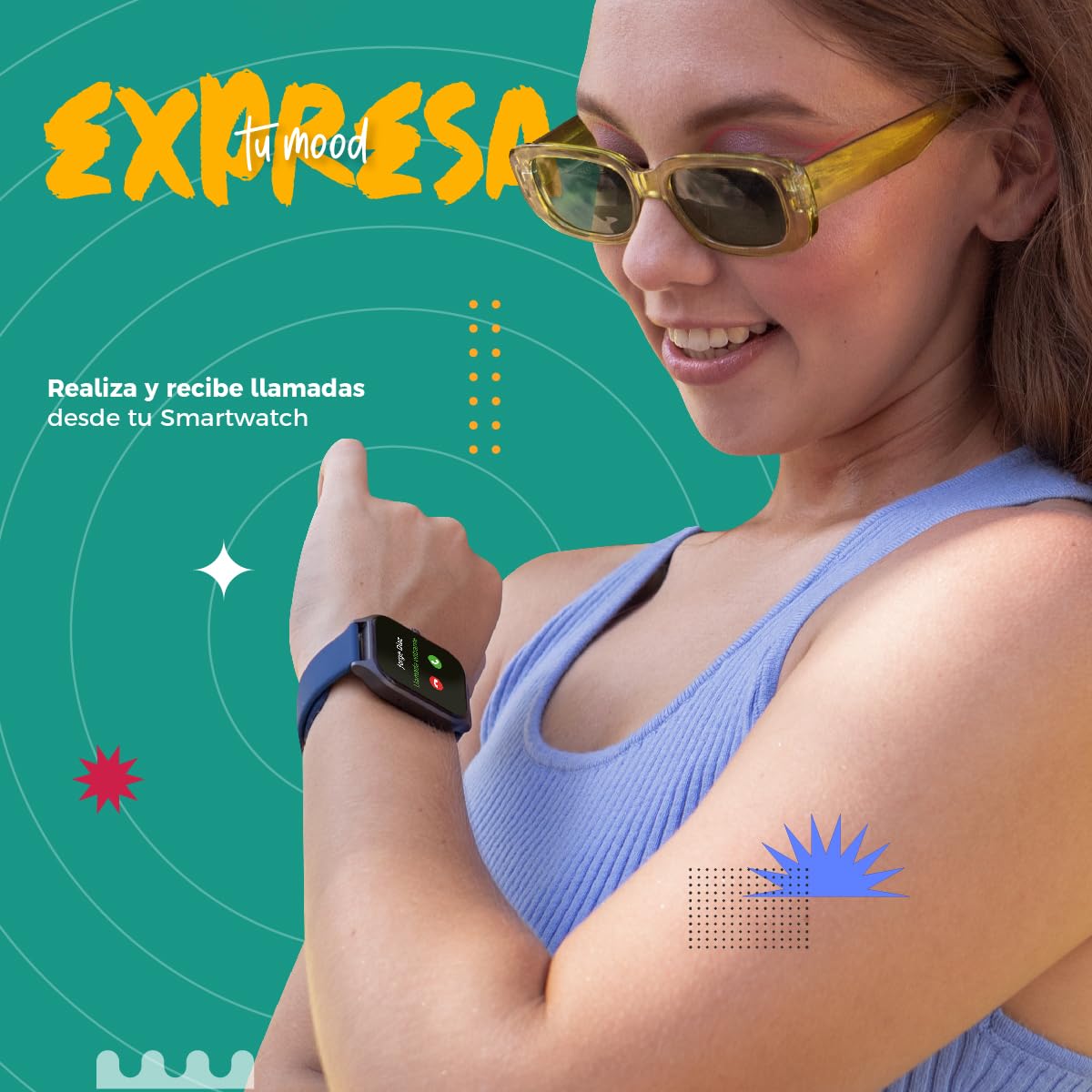 Smartwatch ERA Day Asistente de Voz Realiza Llamadas Bluetooth Notificaciones Salud Deportes Resistente a Salpicaduras Pantalla 1.96” HD Compatible con iOS y Android +2 Correas de Regalo Azul