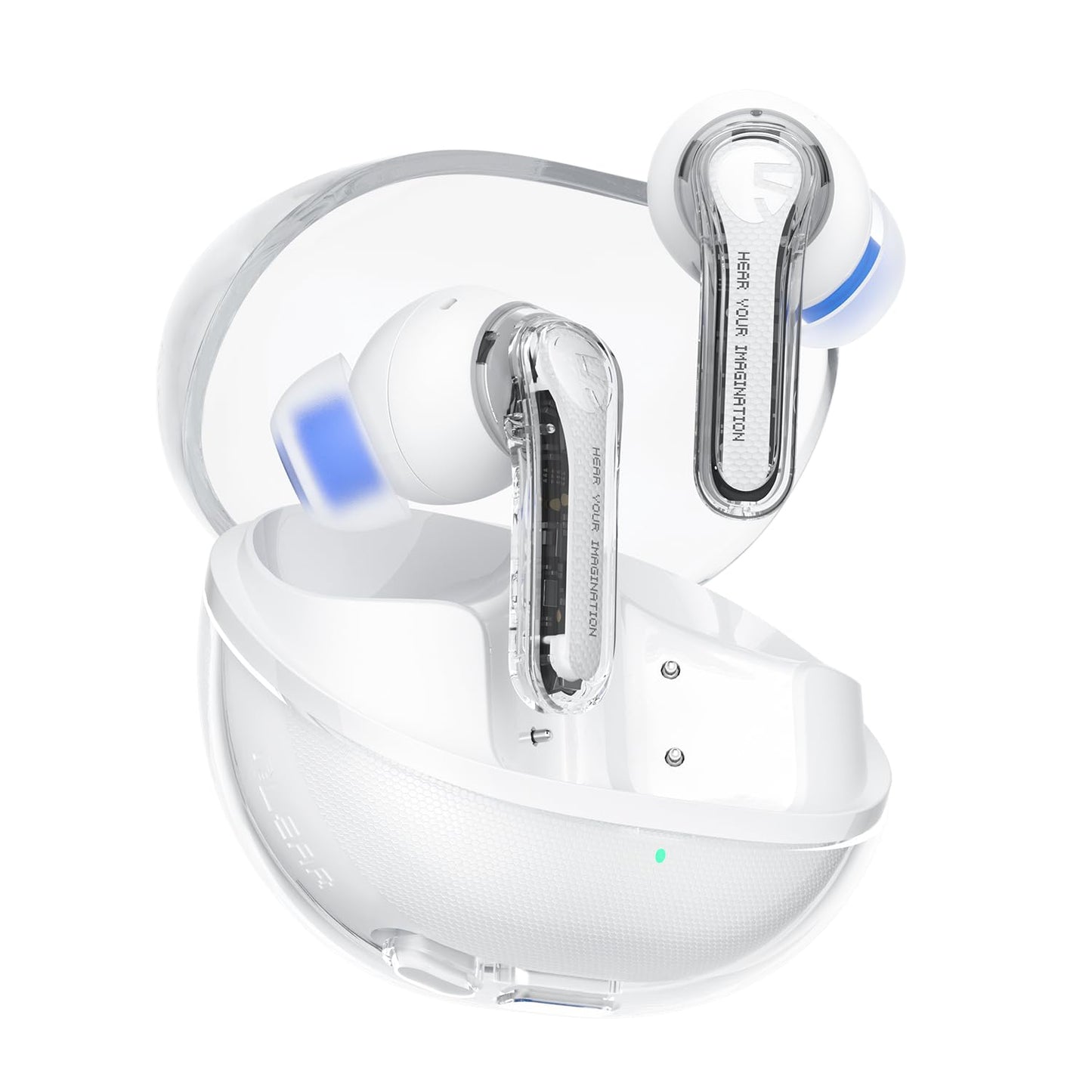 Auriculares Inalámbricos SoundPEATS Clear. Bluetooth 5.3 con Controladores de 12 mm, Doble Micrófono ENC y 40 Horas de Reproducción. Blanco.