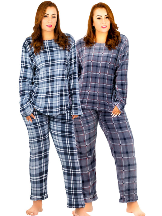 Set De 2 Pijamas Afelpadas Mujer Polar Pantalón Sudadera Ropa Invierno