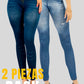 Pack de 2 Leggins Mujer Mezclilla Faja Alta Estilo Pantalón Mezclilla Calidad Premium Jegging Tiro Alto, Mallon Licra Cómodos Elásticos