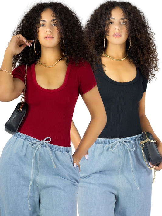 Set 2 Player Mujer Texturizada Casual Stretch Blusa Dama Top