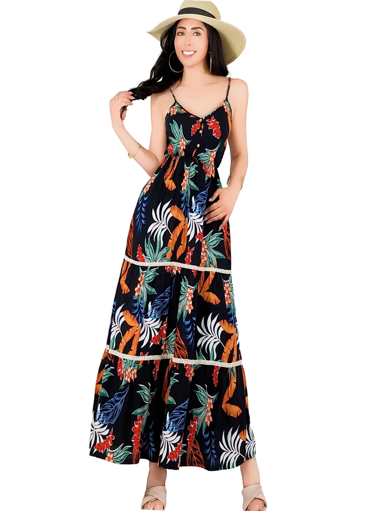 Vestido Maxi Casual Mujer Largo Cómodo de Tirantes