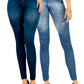 Pack de 2 Leggins Mujer Mezclilla Faja Alta Estilo Pantalón Mezclilla Calidad Premium Jegging Tiro Alto, Mallon Licra Cómodos Elásticos