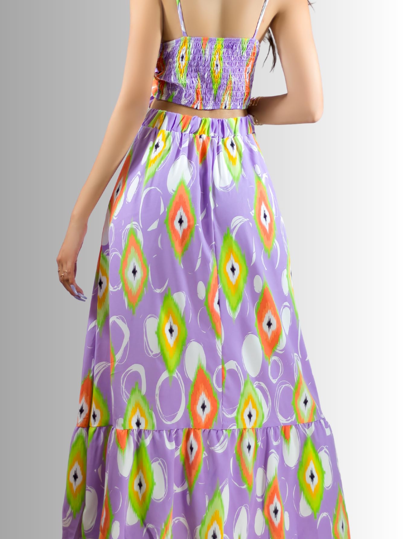 Generic Vestidos Casuales Mujer Vestido Largo Dama Estampados Largo de Tela Ligera Ideal para Salidas Casuales o Semi Formales (MX/US, Alfa, Talla única, Regular, Regular, Lil)
