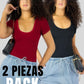 Set 2 Player Mujer Texturizada Casual Stretch Blusa Dama Top