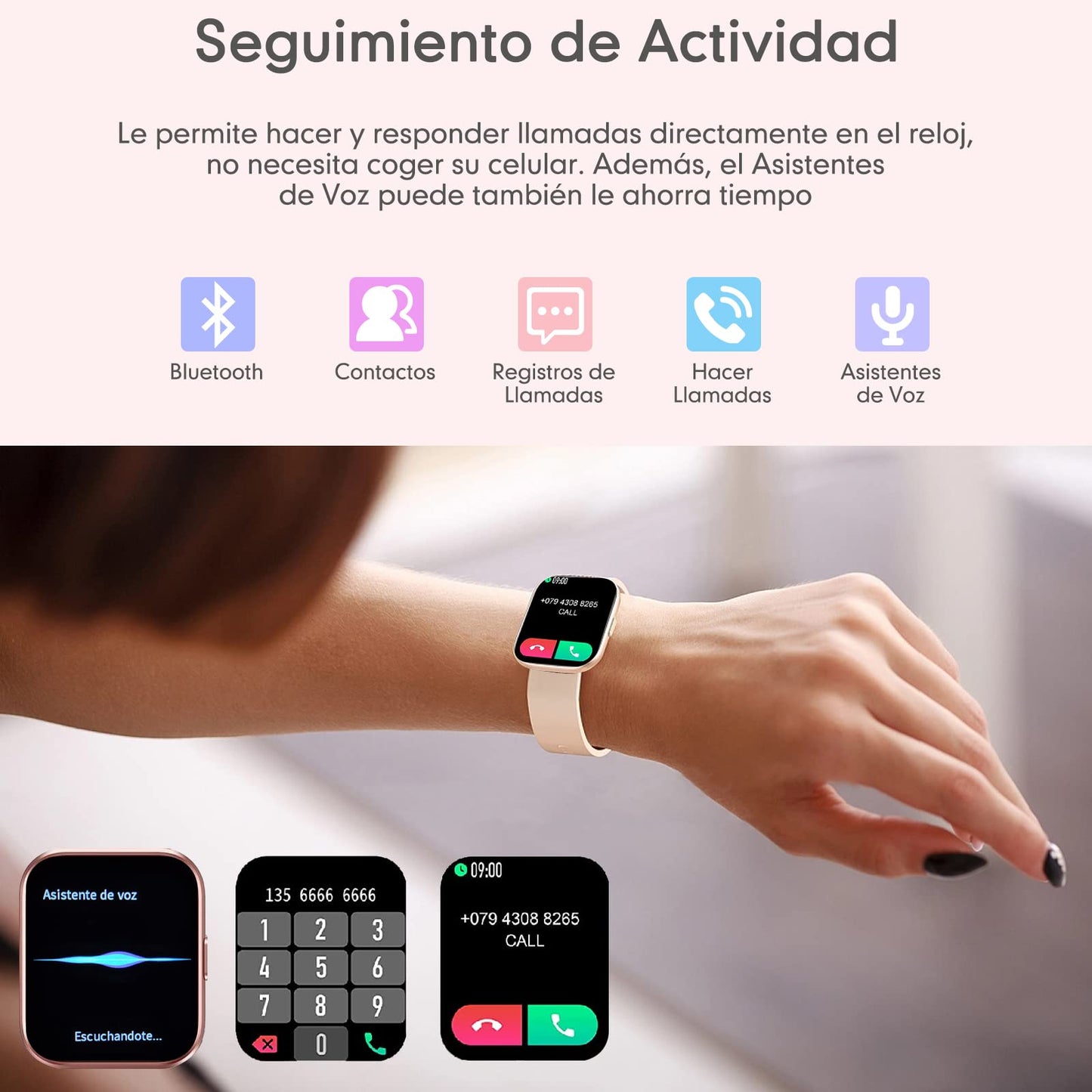 Smartwatch Lostrain Mujer,Reloj Inteligente Deportivo para Mujer 1.96" Pantalla Bluetooth IP68 Impermeable,Pulseras Inteligentes con GPS,Podómetro.