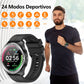 Reloj Inteligente Deportivo con Monitor de Frecuencia Cardíaca, Notificaciones, Música, Sueño y 24 Modos de Entrenamiento para Hombre y Mujer (Correa Negra y Azul)