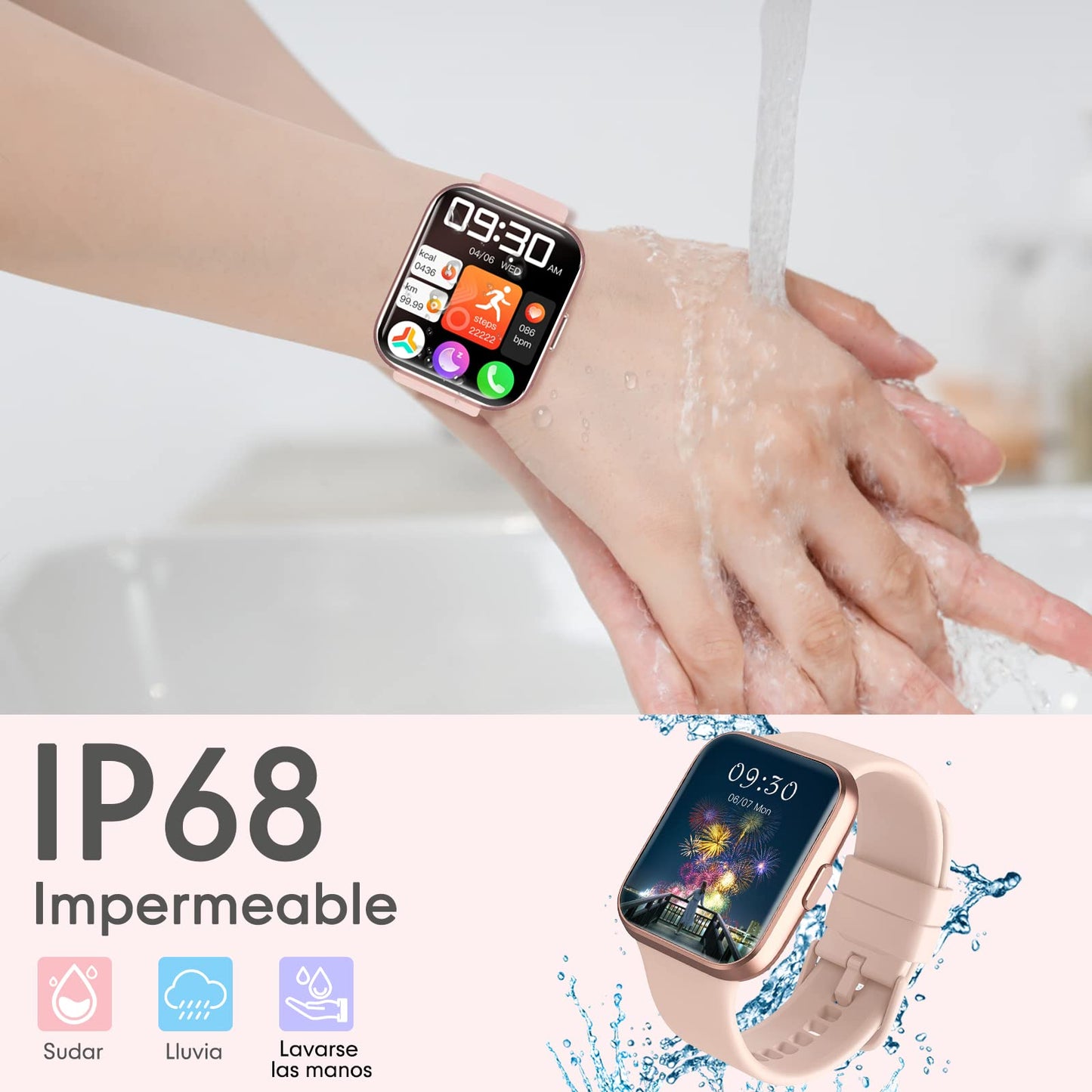 Smartwatch Lostrain Mujer,Reloj Inteligente Deportivo para Mujer 1.96" Pantalla Bluetooth IP68 Impermeable,Pulseras Inteligentes con GPS,Podómetro.