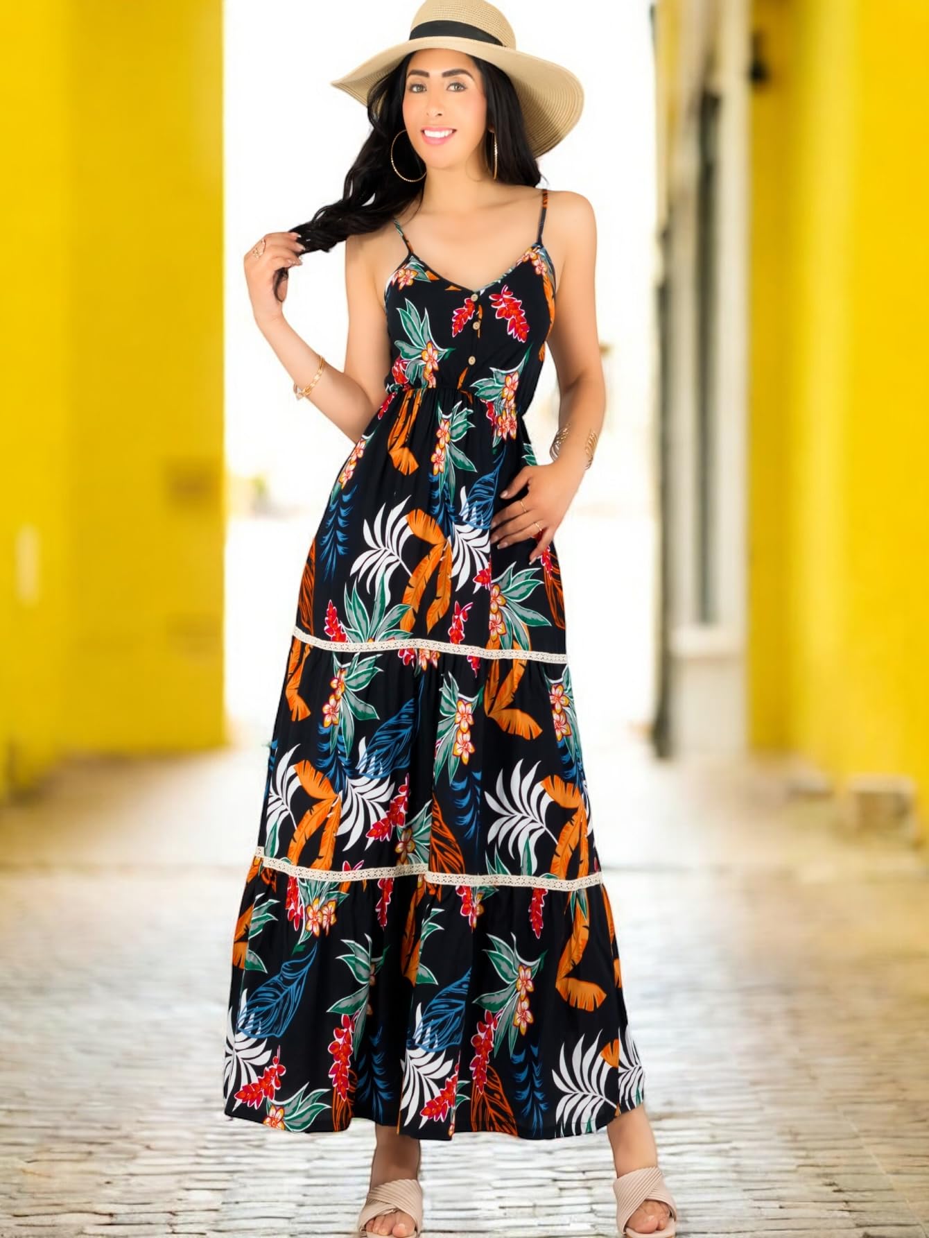 Vestido Maxi Casual Mujer Largo Cómodo de Tirantes