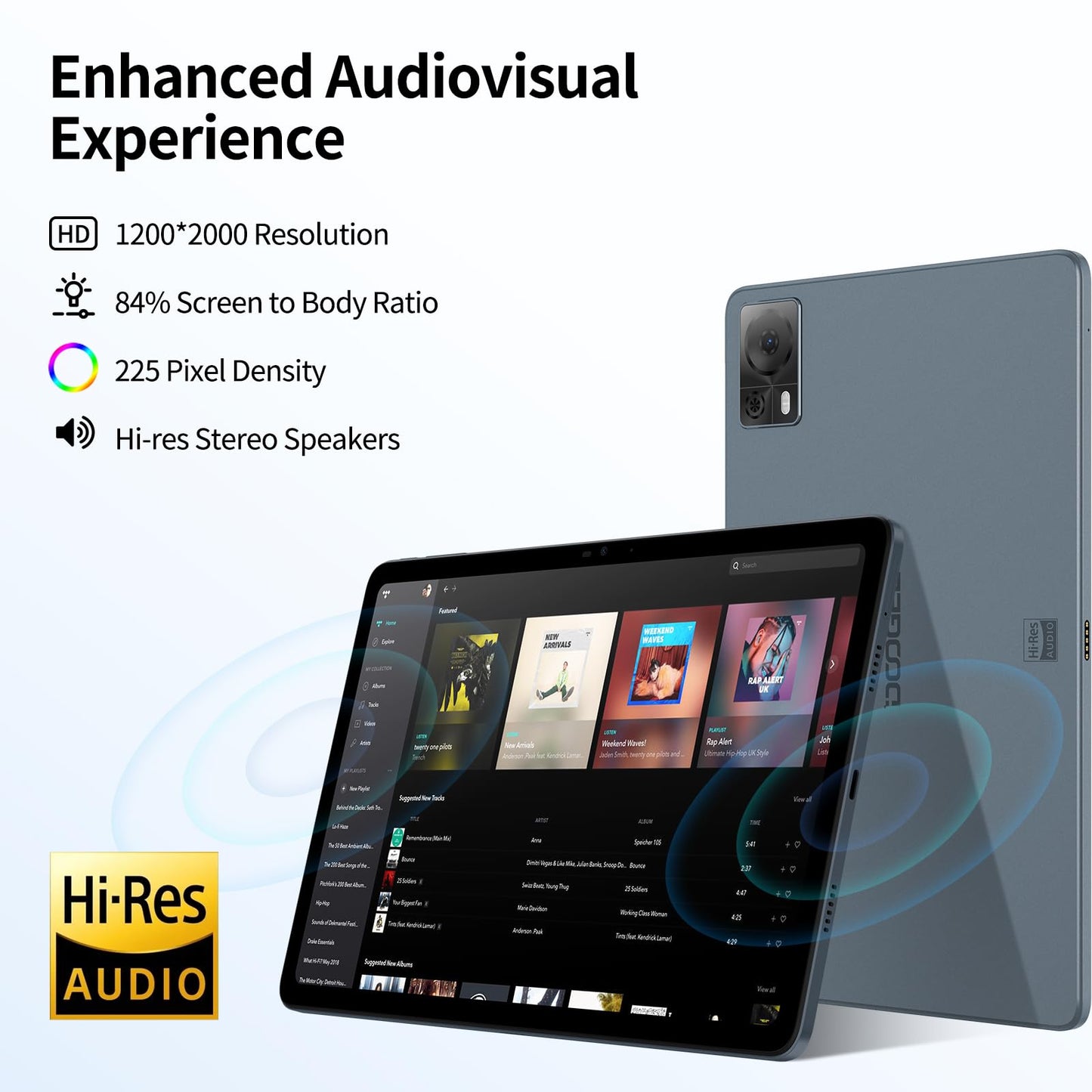 Tablet DOOGEE, 2K Vivid 10.4 Pulgadas Android 13 tabletas, 15GB + 128GB Octa-Core Gaming Tablet, 7500 mAh, 13+5 MP, Altavoces estéreo de Alta resolución