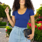 MALABIS Player Mujer Texturizada Casual Stretch Blusa Dama Top