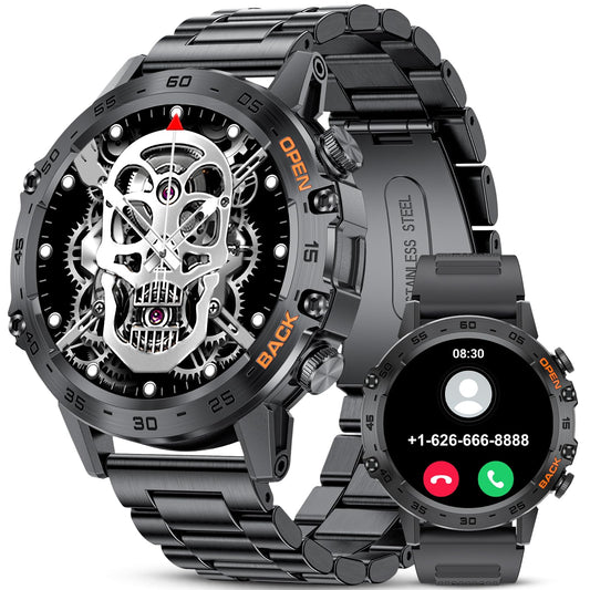 Reloj Inteligente Hombre,1.39" HD Smartwatch Hombre con Llamadas Bluetooth,Pulsómetro Monitor Sueñode, 100+Modos Deportes,Acero Inoxidable Deportivo Smart Watch para Android iOS Negro