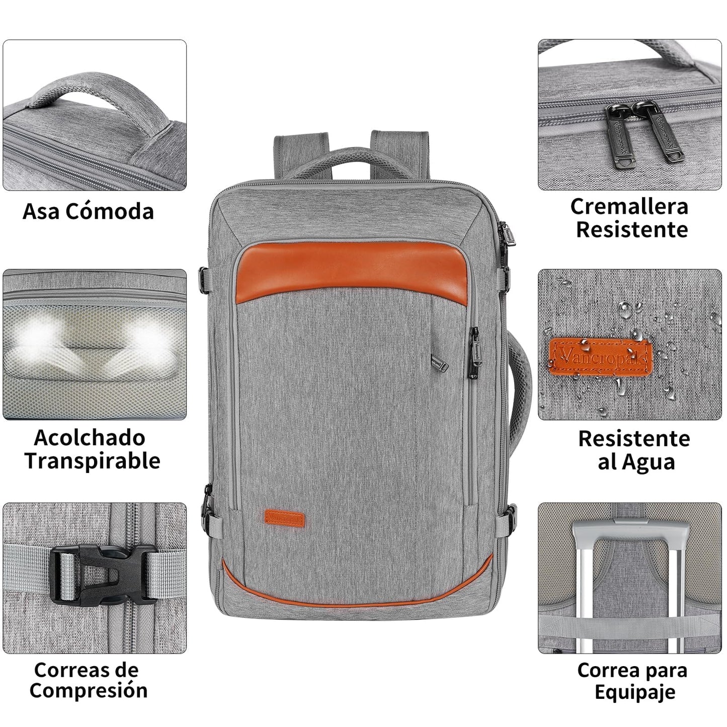 Mochila de transporte, mochila de viaje extragrande aprobada por aerolíneas de 50  con 3 cubos de embalaje para mujeres y hombres, resistente al agua expandible durante la noche, veliz de negocios.