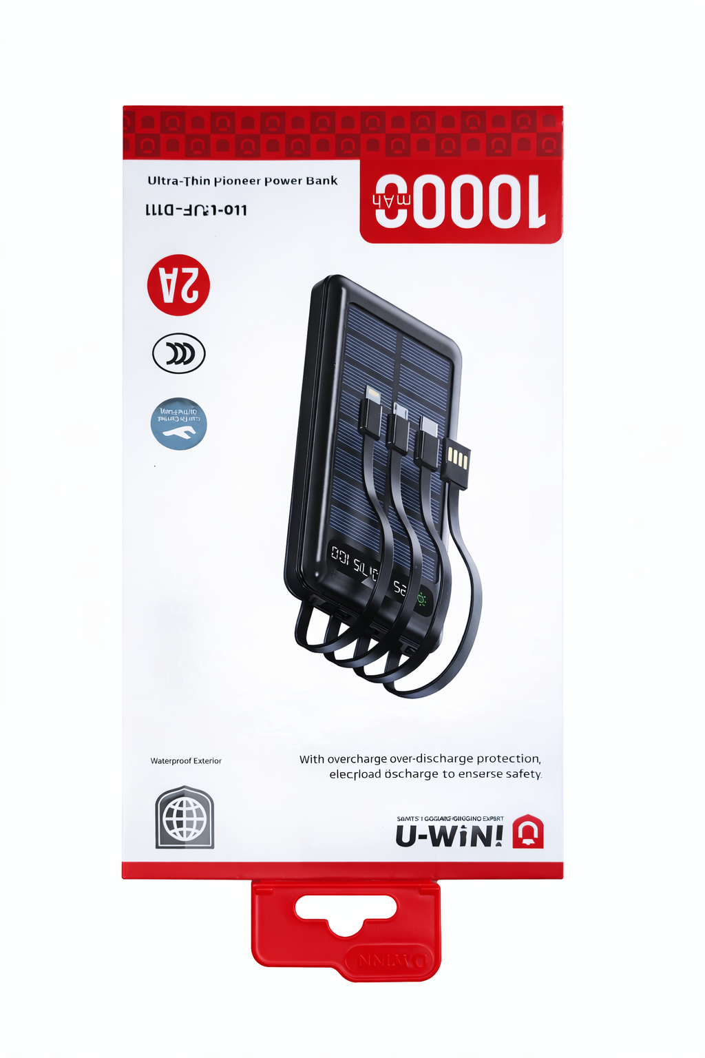 Power Bank U-WINN 10000 mAh con Pantalla Digital y Cables Integrados